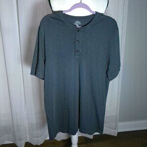 J. CREW Garment-Dyed Men's Short Sleeve Henley 100% Cotton Dark Gray Shirt LT